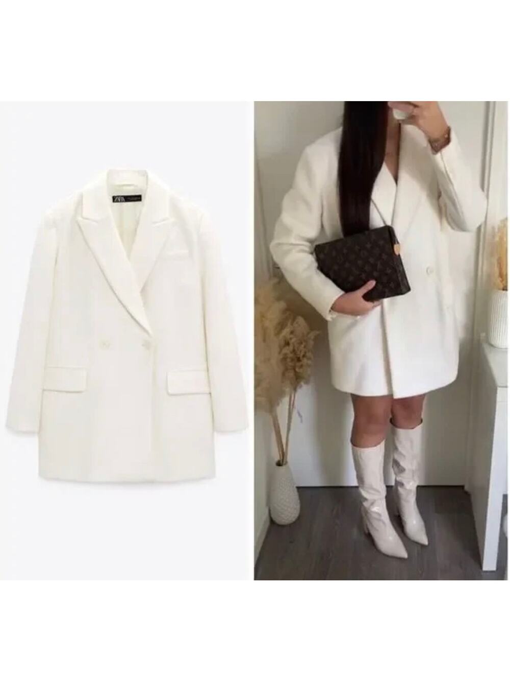 ZARA WOOL BLEND SHORT COAT ECRU